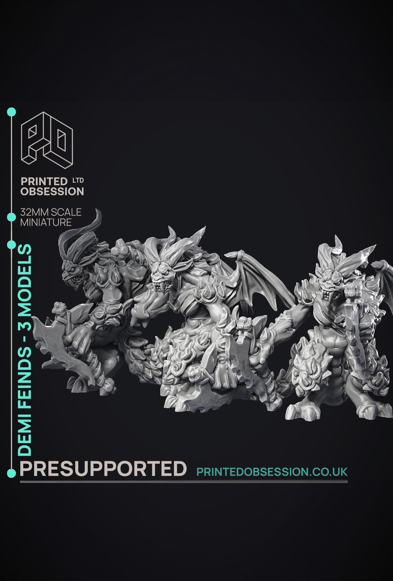 Demi Fiends - 3 Models - PRESUPPORTED - Hell Hath No Fury - 32mm model  3d model
