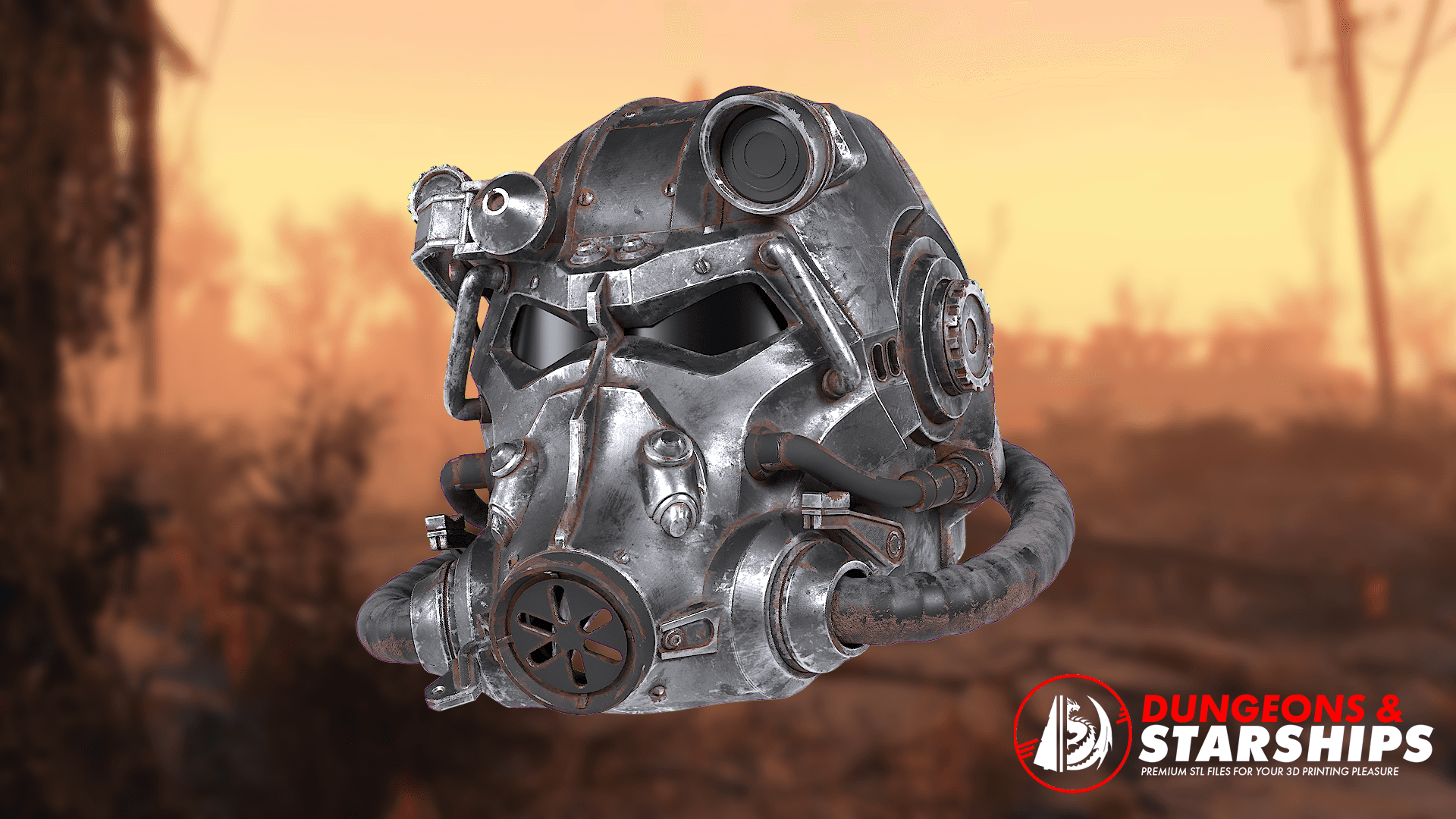 T-60 Power Armour Helmet - Fallout 3d model