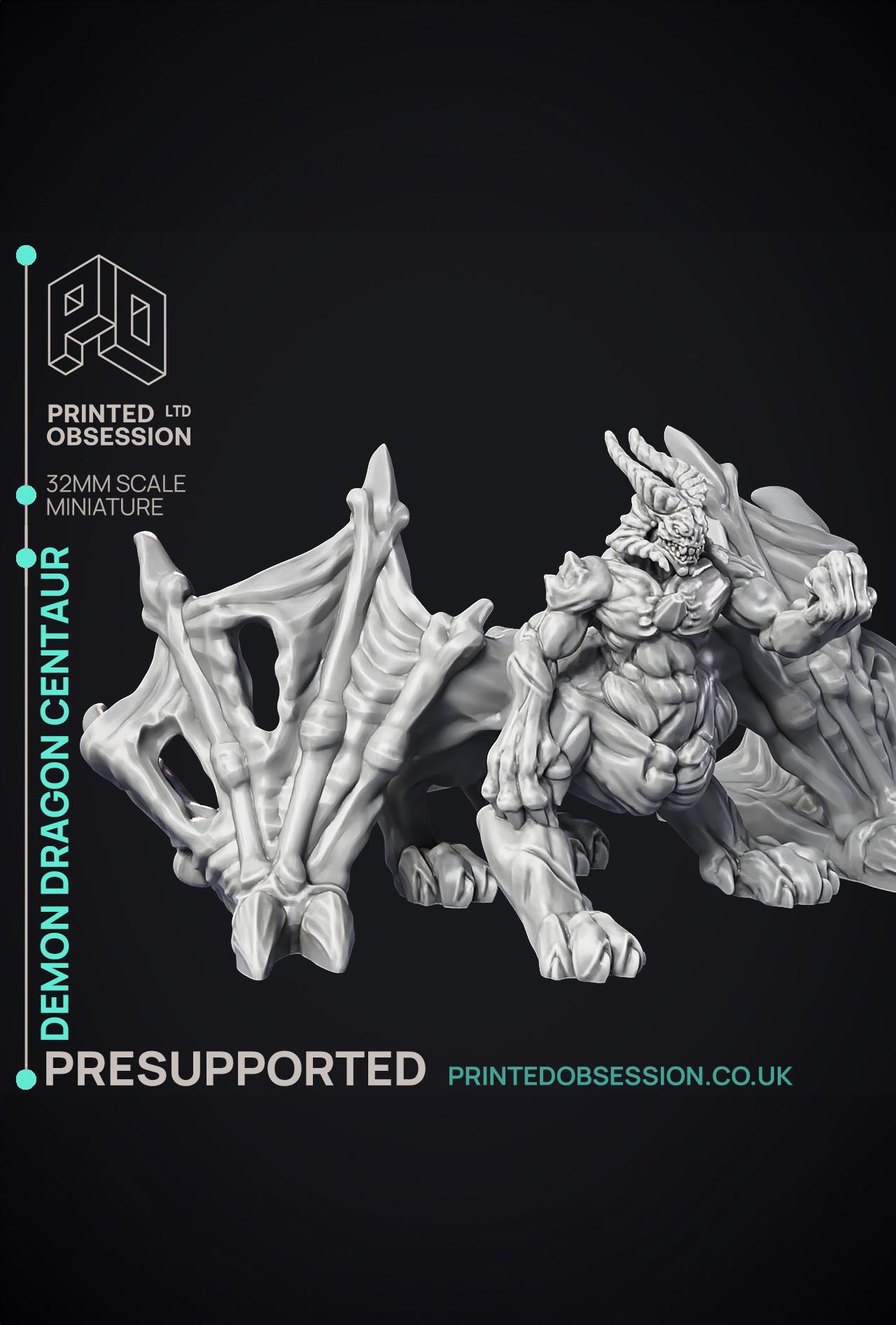 Demon Dragon Centaur - Monstrous Demon - PRESUPPORTED - Hell Hath No Fury - Scale 32mm  3d model