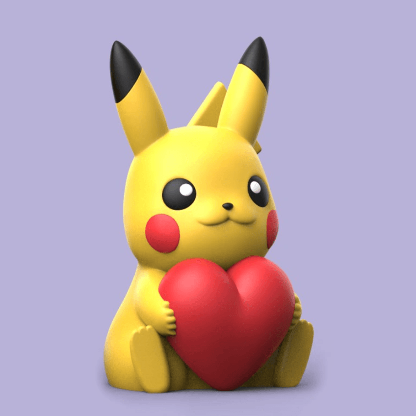 Valentine Pikachu (Easy Print No Supports) 3d model