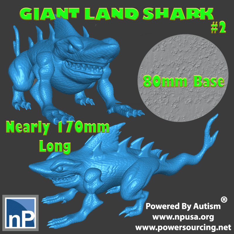 Giant Land Shark Fantasy Monster 2 3d model